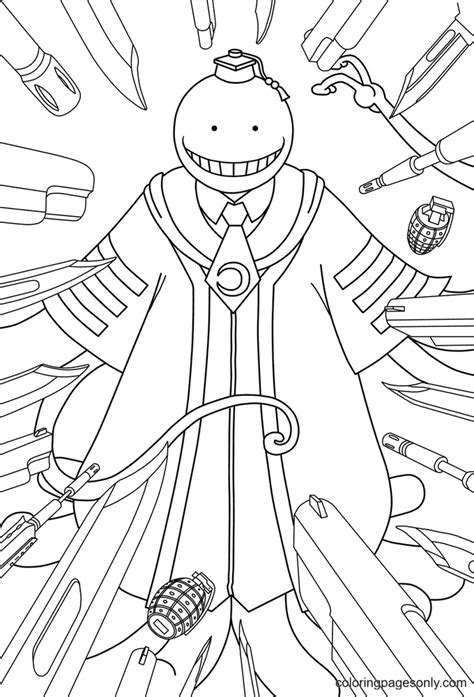 Assassination Classroom Koro Sensei Coloring Page Free Printable Coloring Pages