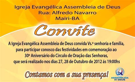 Aniver Igreja18 Convite Ideias Para Encontros Convite De Festa