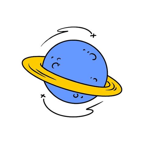 Premium Vector Saturn Planet Cartoon Hand Drawn Style