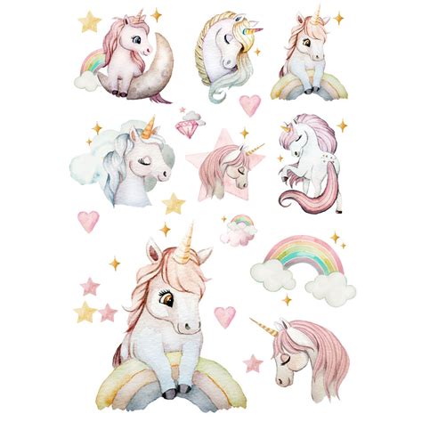 Bügelbilder Einhörner Einhorn Regenbogen rosa Set in A5 Applikation