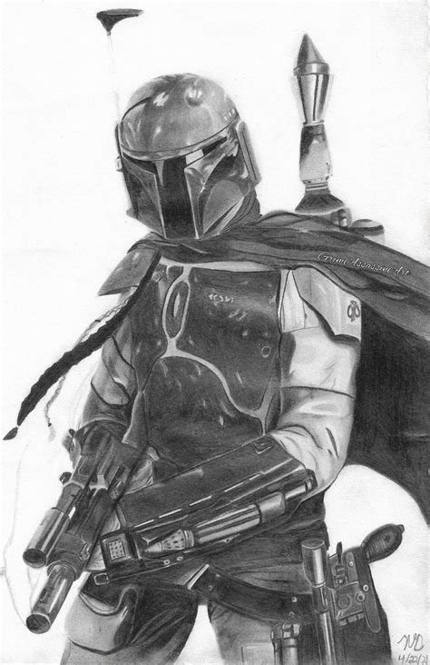 Boba Fett Graphite Print Pencil Drawing Etsy