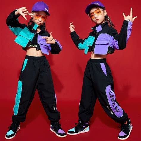 2021 meninas hip hop trajes de dança para crianças passarela roupas de