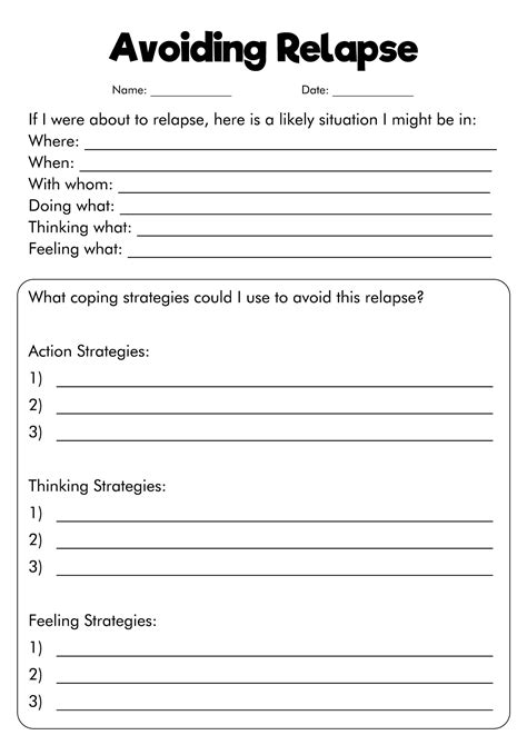 Relapse Prevention Plan Worksheets