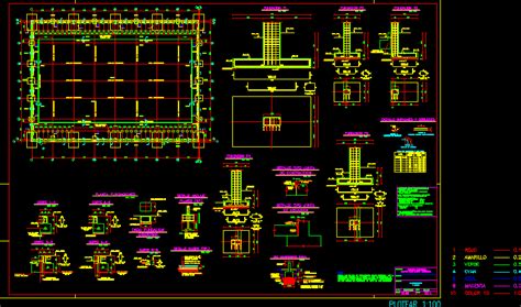 Plano De Fundaciones De Un Gimnasio En Autocad Librer A Cad