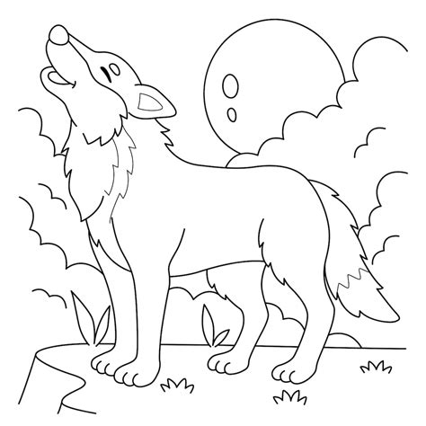 Coloriage Loup Qui Hurle Pendant La Pleine Lune Dessin Loup