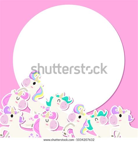 Cute Unicorn Illustration Frame เวกเตอร์สต็อก ปลอดค่าลิขสิทธิ์