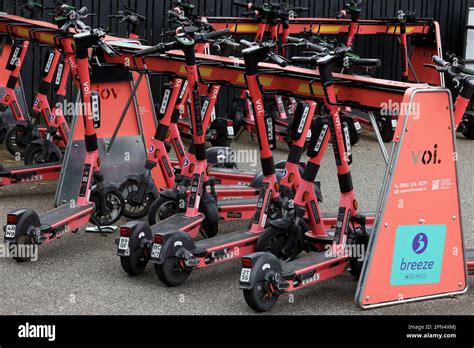 Voi. scooters pictured in Portsmouth, Hampshire, UK Stock Photo - Alamy