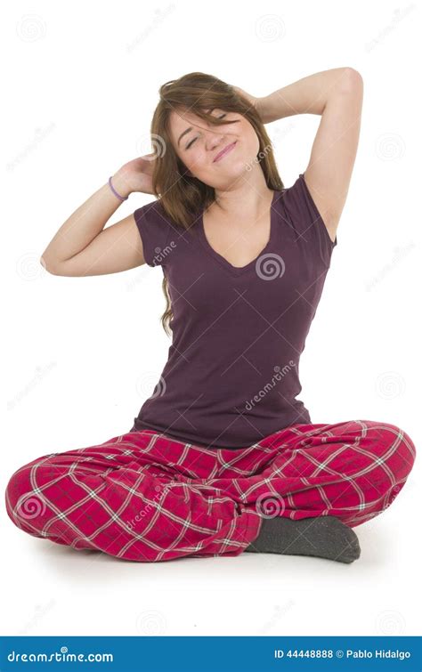 Pretty Brunette Teenage Girl In Pajamas Pyjamas Stock Photo Image Of Casual Person 44448888