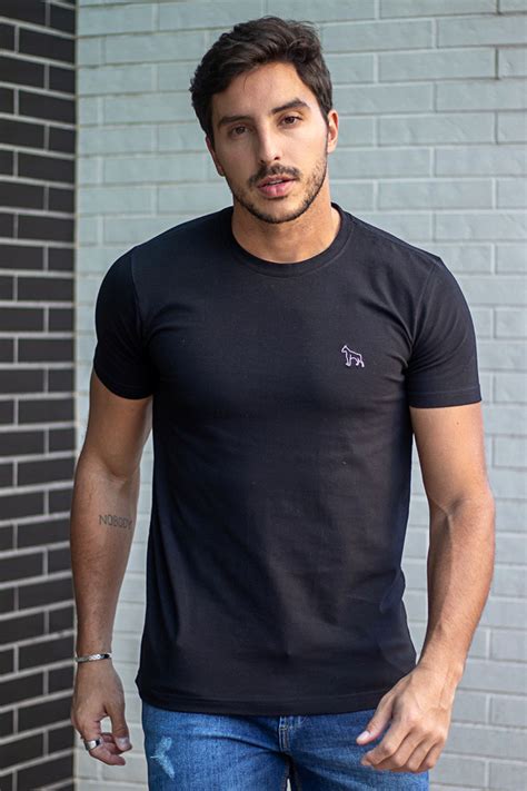 Camiseta Básica Elastano Atacado Masculina Revanche Redován Preto