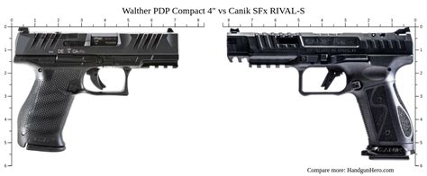 Walther PDP Compact 4" vs Canik SFx RIVAL-S size comparison | Handgun Hero