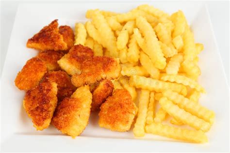 Chicken Nuggets With French Fries Stock Photo Image Of Plate Menu