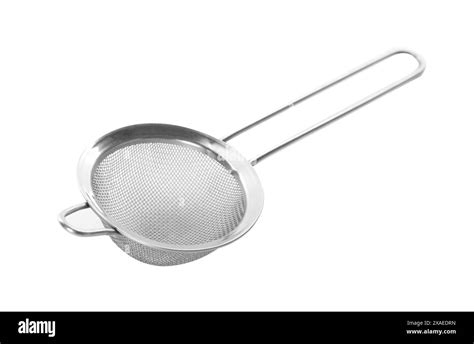 One Metal Sieve Isolated On White Cooking Utensil Stock Photo Alamy