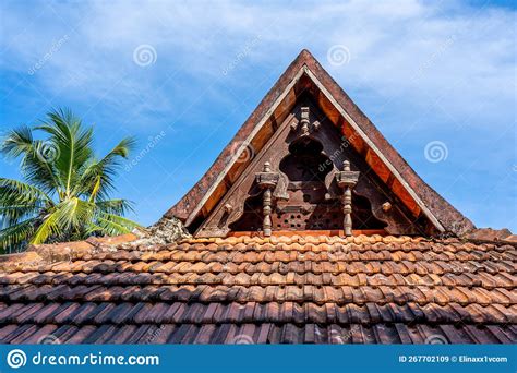 Carving Wood Gable Roof On A Resort Hotel In India Alappuzha Kerala