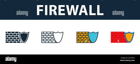 Firewall Symbol Gesetzt Premium Symbol In Verschiedenen Stilen Von