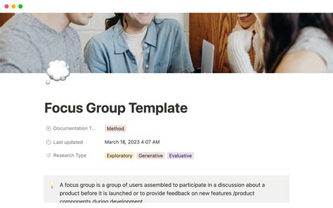 Focus Group Template Plantilla De Notion