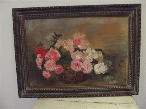 Ancien Grand Tableau NATURE MORTE BOUQUET DE FLEURS Peinture A L Huile