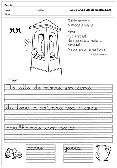 Atividade de caligrafia rr Escola Educação