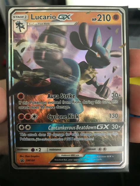 Mavin Pokemon LUCARIO GX SM100 PROMO BLACK STAR ULTRA RARE CARD