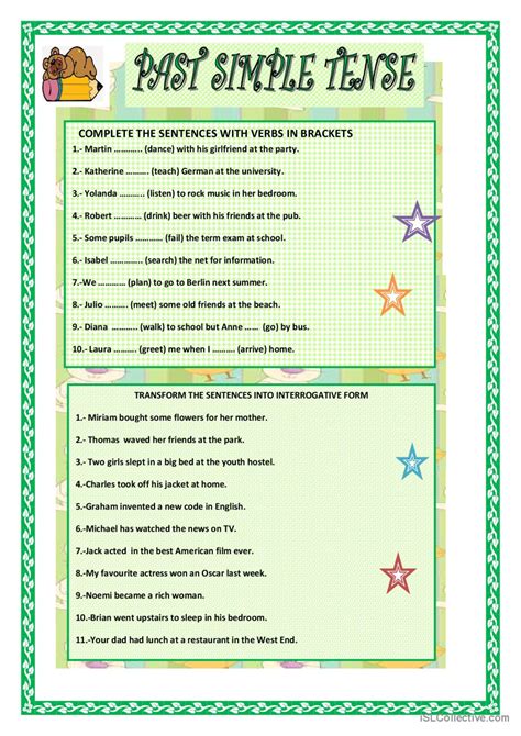 Past Simple Tense Español Ele Hojas De Trabajo Pdf And Doc