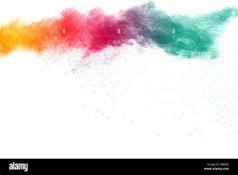 Multicolored Powder Explosion On White Background Colored Cloud