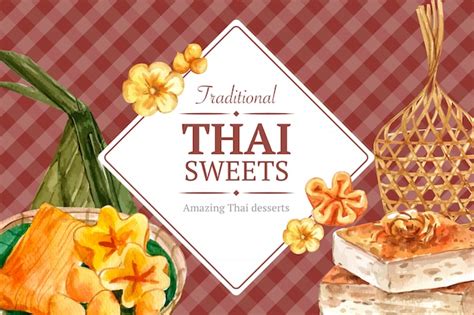 Free Vector Thai Sweet Banner Design With Pudding Layered Jelly