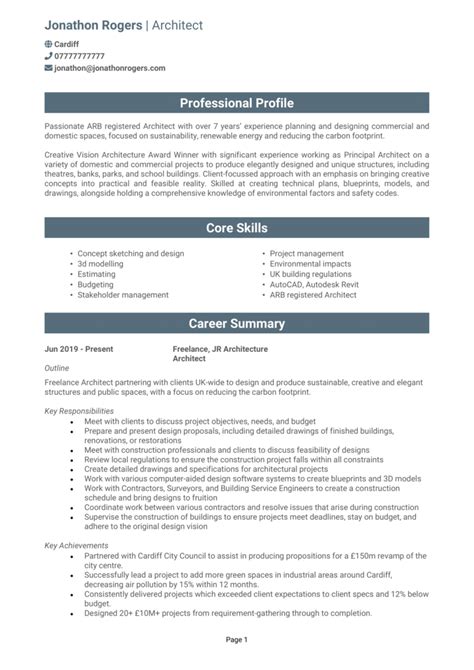 6 Architect Cv Examples 2024 Attract Top Employers