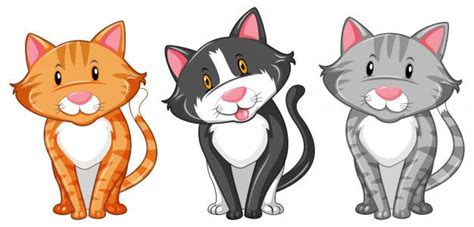 Trois Chatons Sur Fond Blanc Vecteur Premium Cat Clipart Cat