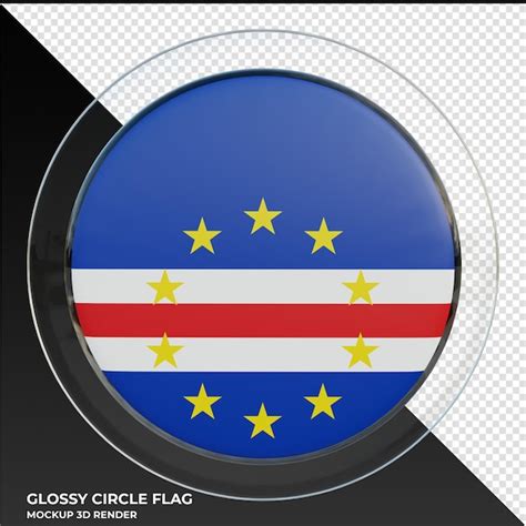 Bandera de círculo brillante con textura 3d realista de cabo verde