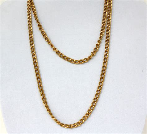 Vintage 80s Monet Necklace Classic Gold Chain Long Necklace