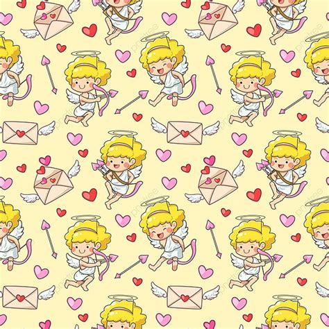 Seamless Pattern With Cartoon Cupid Lovely Character Background Cupid