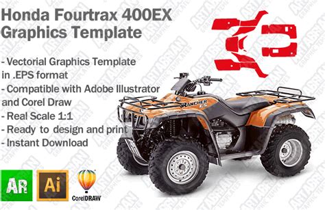 Honda Fourtrax 350ES ATV Quad Graphics Template Artabrian MX ATV