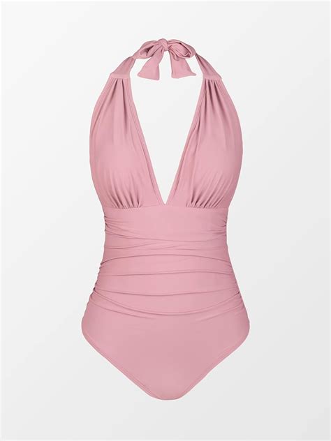 Cupshe Damen Badeanzug Neckholder Bauchweg Rückenfrei Monokini V Ausschnitt Ruched Einteilige