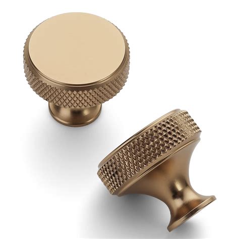 Amerdeco Pack Champagne Bronze Knurled Cabinet Knobs Round Kitchen