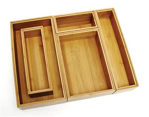 Lipper International Bamboo Wood Drawer Organizer Boxes