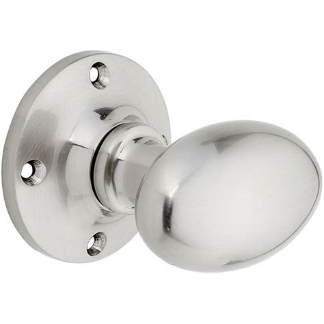 Oval Mortice Door Knob In Brushed Nickel Pair