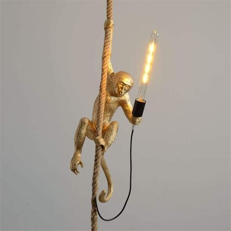 Gold Monkey Lighting Fixture Lamp Vintage Rustic Jungle Etsy