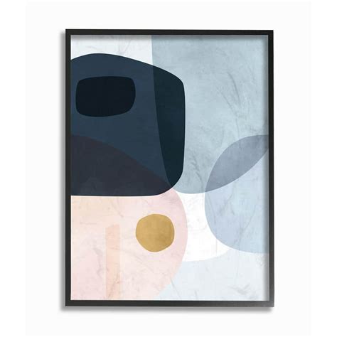 Stupell Industries 16 In X 20 In Mod Shapes Blue Navy And Peach Overlapping Abstract By