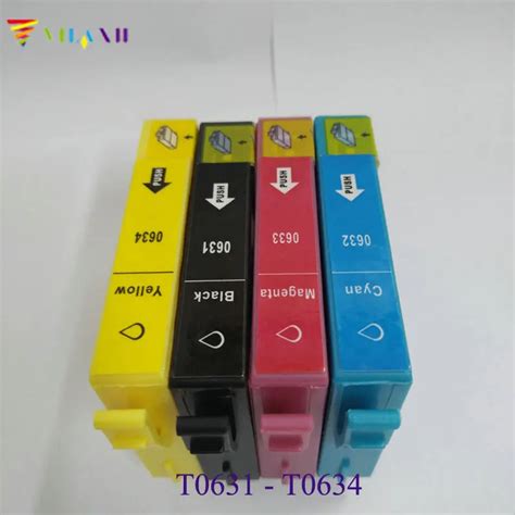 Vilaxh 4pcs Compatible For Epson T0631 T631 Ink Cartridge For Epson