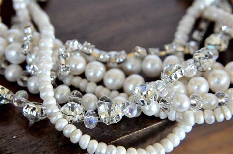 Multi Strand Pearl Necklace Chunky Layered Ivory Freshwater Etsy