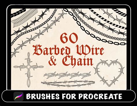 60 Barbed Wire and Chain Tattoo Procreate Brushes Procreate - Etsy