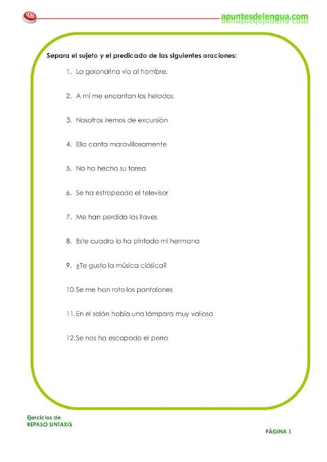 PDF SINTAGMAS SUJETO Y PREDICADO 2º ESO DOKUMEN TIPS