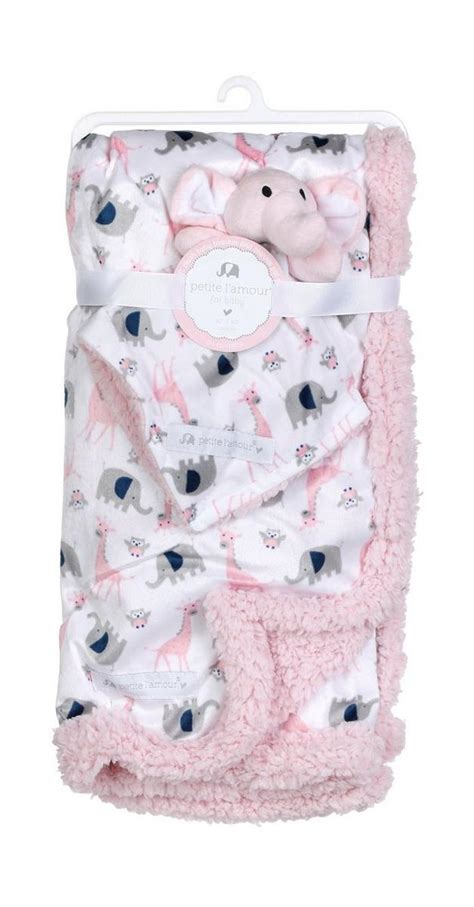 30x40 2 Pc Elephant Plush Pal And Blanket Set Pink Bealls