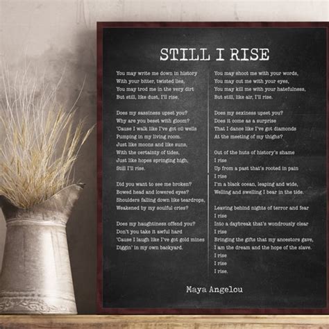 Still I Rise By Maya Angelou Poem Canvas Print Poetry Print Etsy