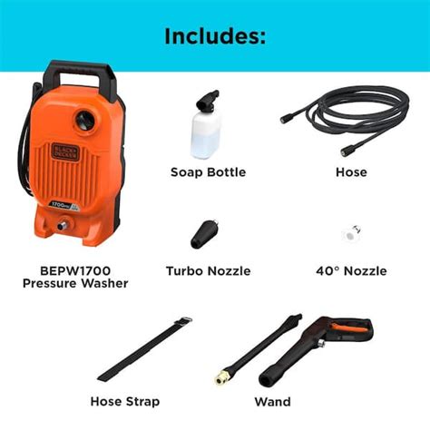 Blackdecker Bepw1700 1700 Psi 12 Gpm Cold Water Electric Pressure Washer With Integrated Wand