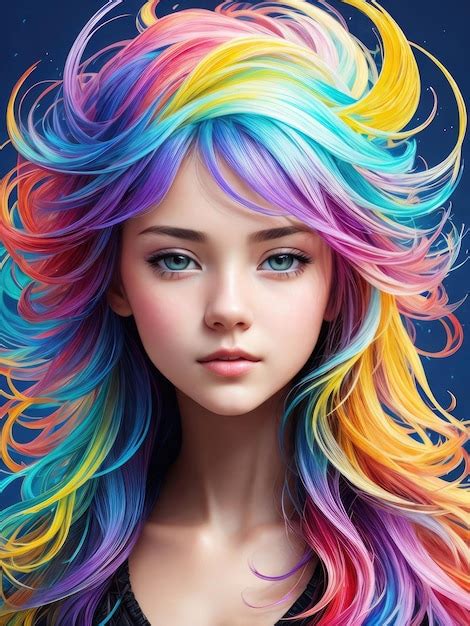 Premium Ai Image Girl With A Rainbow Hair