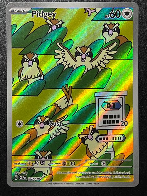 Pidgey 207197 Pokémon Obsidian Flames Illustration Rare Holo Jarvvos