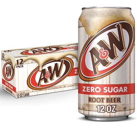 A W Zero Sugar Root Beer Soda 12 Fl Oz Cans Pack Of 24