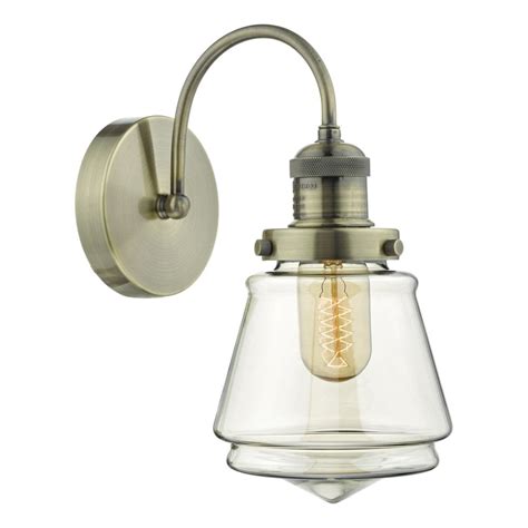 Dar Lighting Curtis Antique Brass Switched Wall Light With Champagne