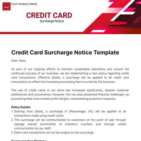 Free Credit Card Surcharge Notice Template To Edit Online