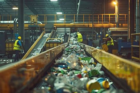 Premium Photo Workers Sorting Recyclable Materials In Industrial